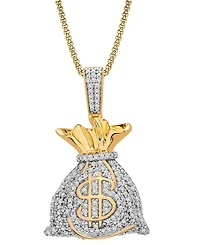 Men's Diamond MoneyBag 22" Pendant Necklace (1/2 ct. t.w.) in 14k Gold-Plated Sterling Silver