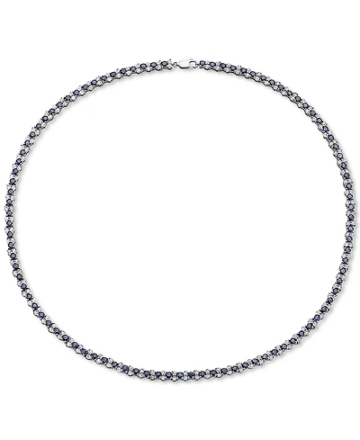 Effy Sapphire (9-7/8 ct. t.w.) & Diamond (7/8 ct. t.w.) All-Around 18" Statement Necklace in Sterling Silver