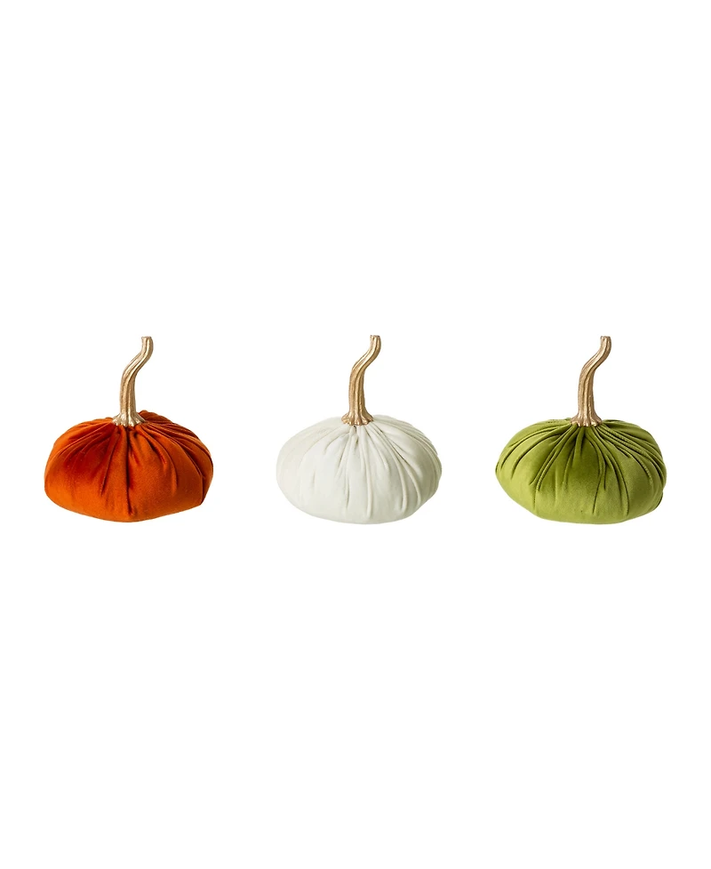 Glitzhome Set of 3 Velvet-textured Pumpkins