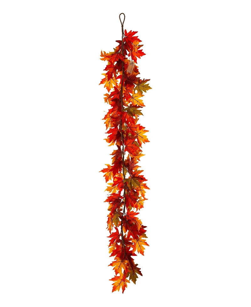 Glitzhome 6' L Fall Lighted Maple Leaves Garland