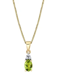 Peridot (1/2 ct. t.w.) & Diamond (1/20 ct. t.w.) 18" Pendant Necklace in 14k Gold