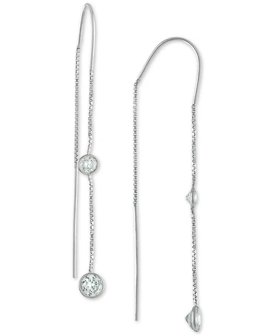 Crystal Box Chain Threader Earrings in Sterling Silver, Exclusively at Macy's