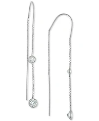 Crystal Box Chain Threader Earrings in Sterling Silver, Exclusively at Macy's