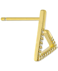 Pave Triangle Stud Earrings in 18k Gold-Plated Sterling Silver
