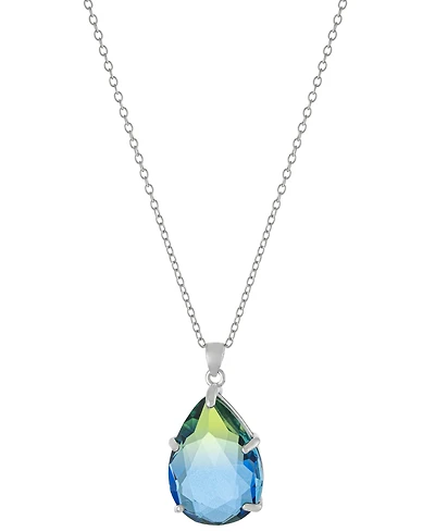 Ombre Crystal Teardrop Pendant Necklace in Sterling Silver, 16" + 2" extender, Macy's Exclusive
