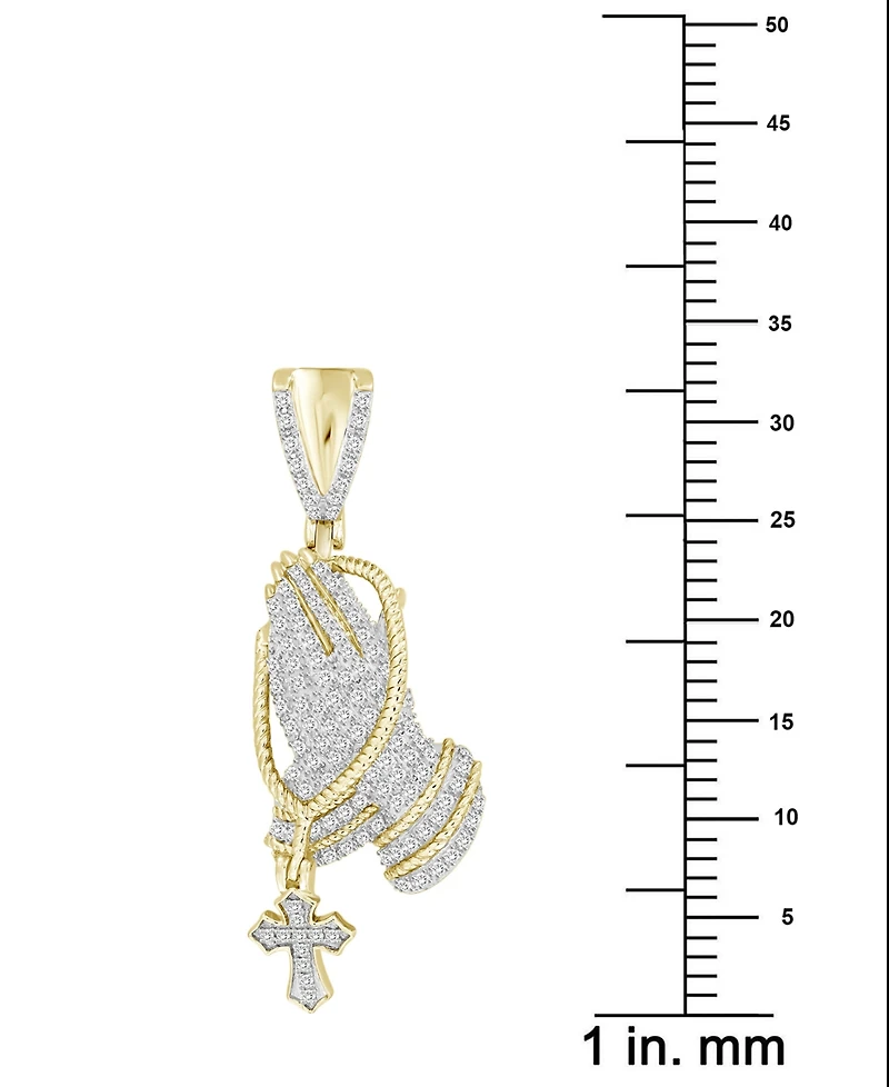 Men's Diamond Praying Hands Pendant (1/3 ct. t.w.) in 10k Gold