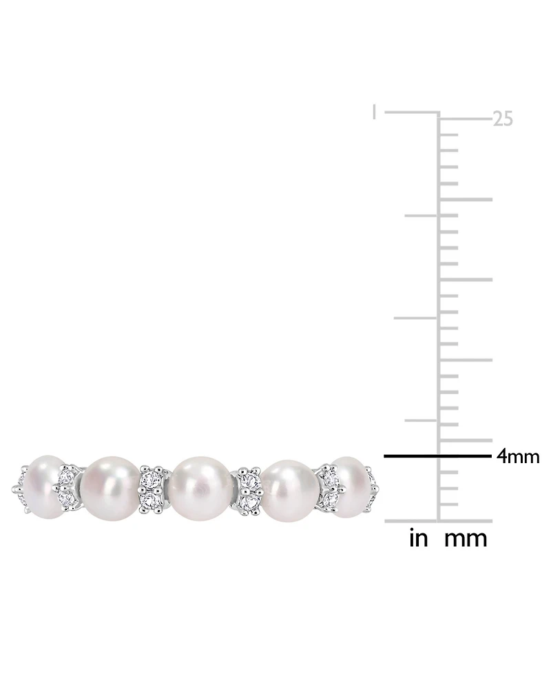 Cultured Freshwater Pearl (3-1/2-4mm) & White Topaz (1/8 ct. t.w.) Ring Sterling Silver
