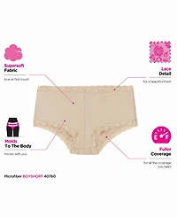 Maidenform Lace Trim Microfiber Boyshort Underwear 40760