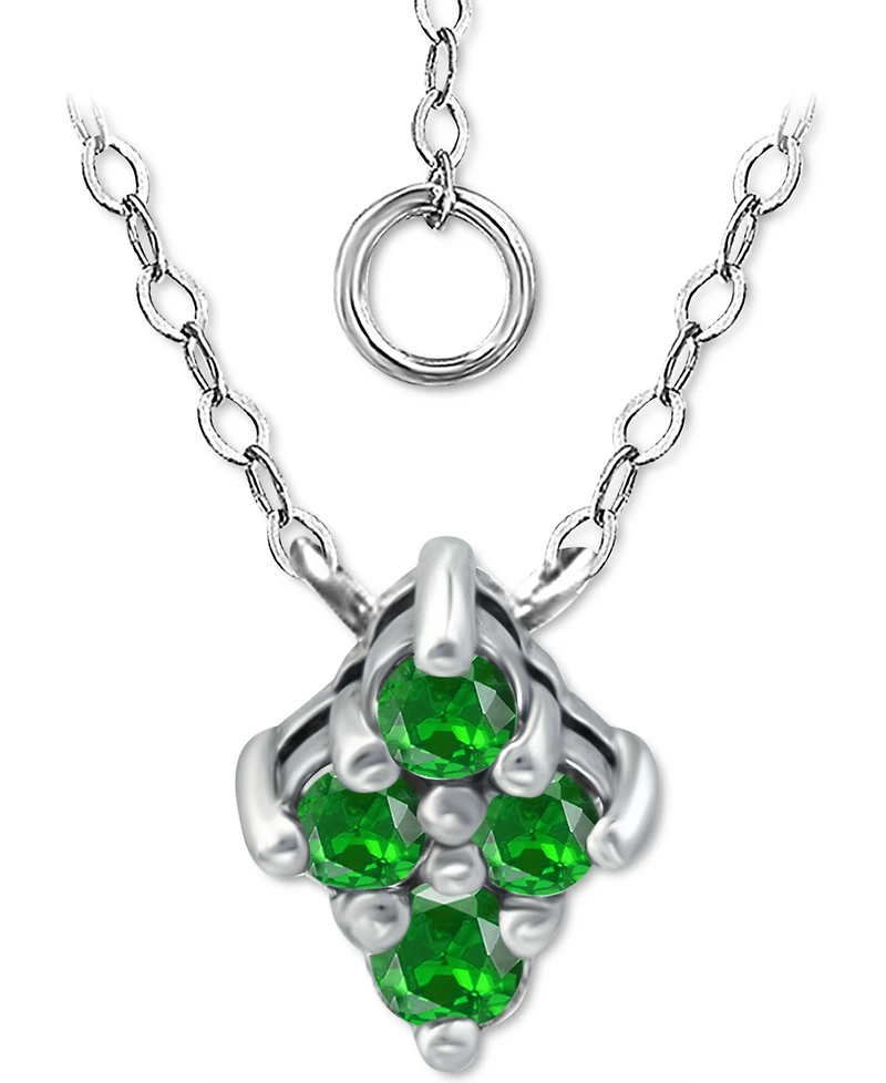 Giani Bernini Lab-Grown Green Quartz Cluster Pendant Necklace, 16" + 2" extender, Created for Macy's