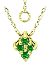 Giani Bernini Lab-Grown Green Quartz Cluster Pendant Necklace, 16" + 2" extender, Created for Macy's