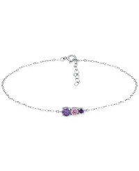 Giani Bernini Purple Cubic Zirconia Graduating Three Stone Chain Ankle Bracelet in Sterling Silver, Created for Macy's