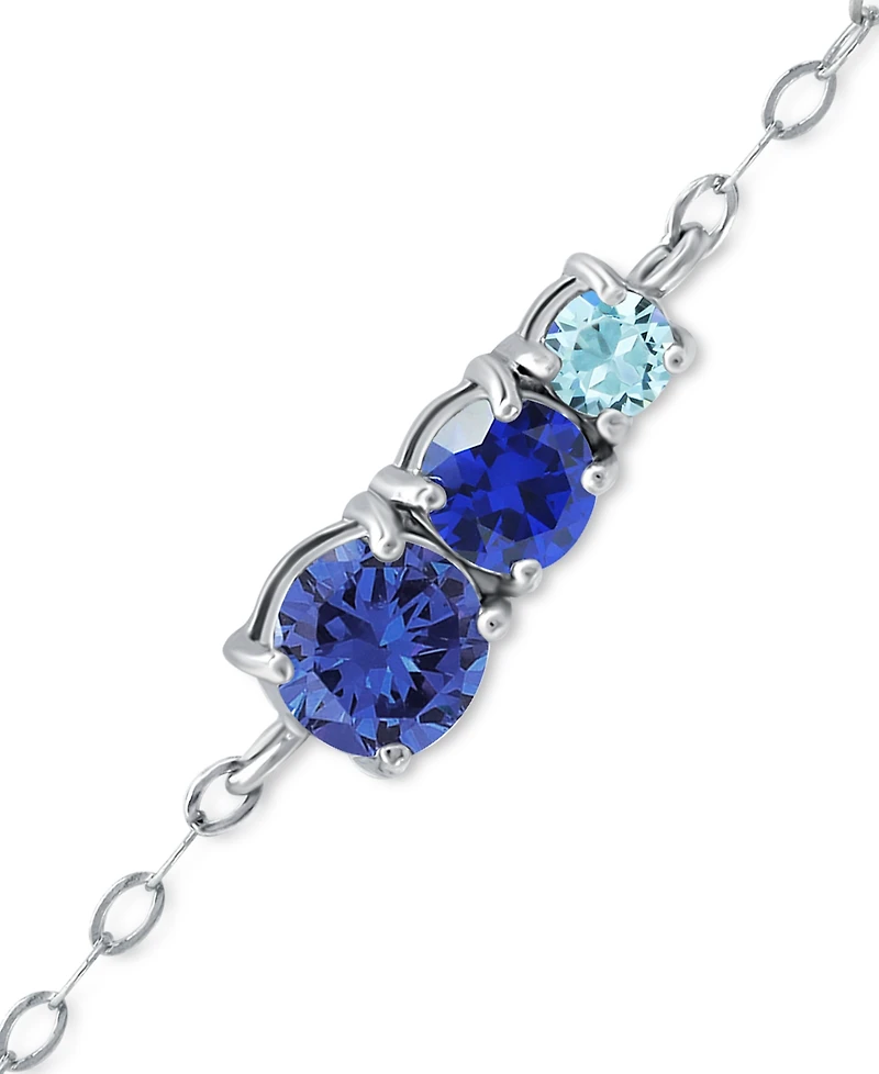 Giani Bernini Blue Cubic Zirconia Graduating Three Stone Chain Ankle Bracelet in Sterling Silver, Created for Macy's