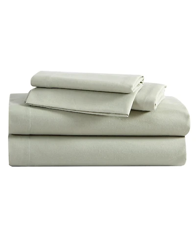 Eddie Bauer Solid 100% Cotton Brushed Flannel 4-Pc. Sheet Set