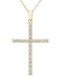 Diamond Cross 18" Pendant Necklace (1/2 ct. t.w.) in 14k White, Yellow or Rose Gold