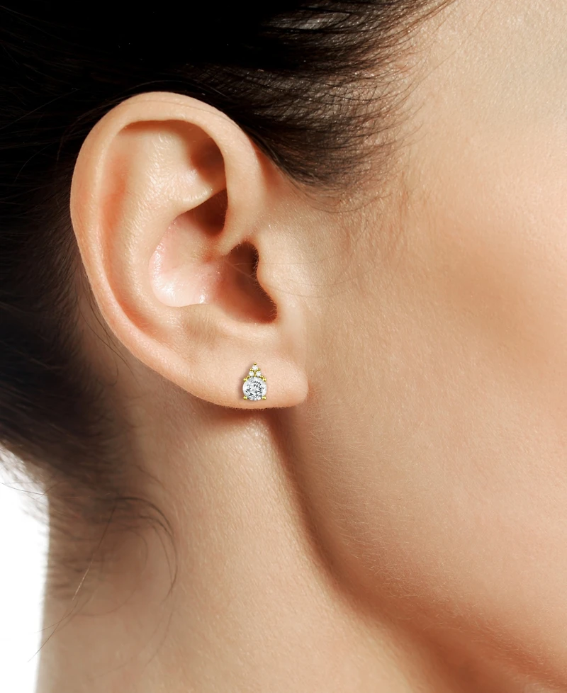 Gemstone & Diamond Accent Stud Earrings