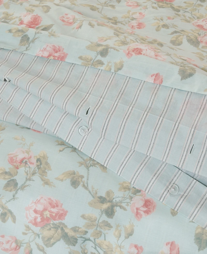 Laura Ashley Madelynn Cotton Reversible 3 Piece Duvet Cover Set, King