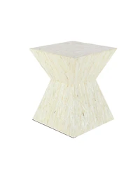 Mussel Shells and Wood Contemporary Accent Table