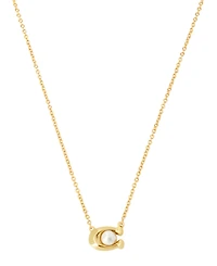 Coach Imitation Pearl Signature C Pendant Necklace 16" + 2" Extender