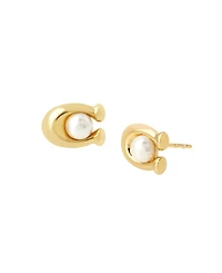 Coach Imitation Pearl Signature C Stud Earrings