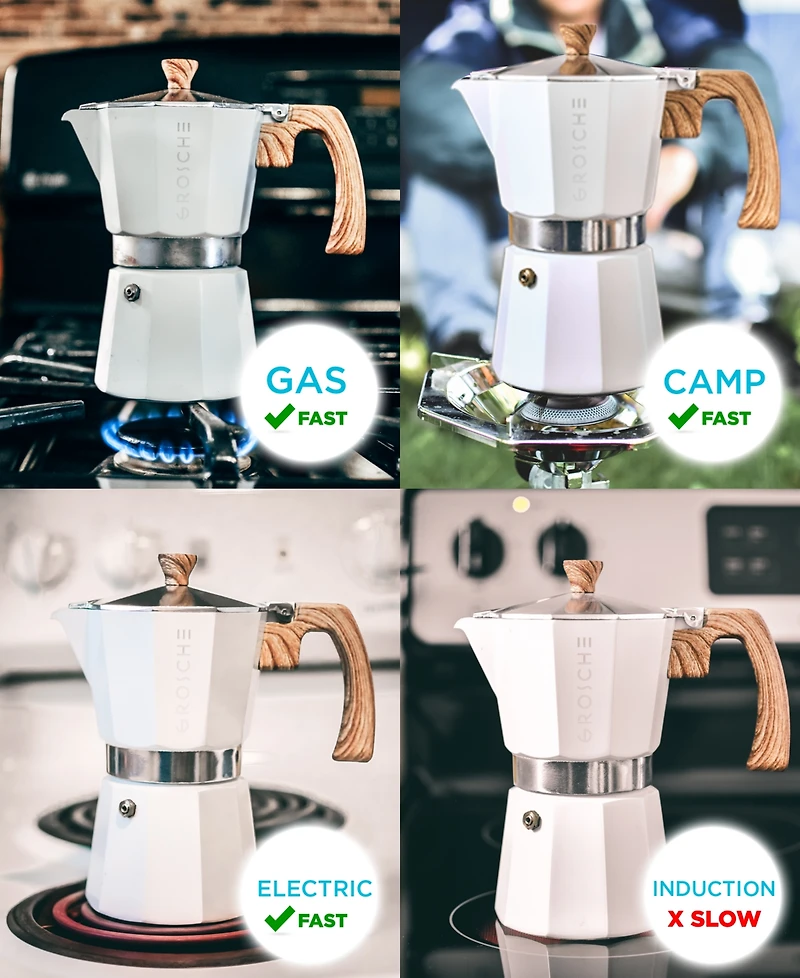 Grosche Milano Stovetop Espresso Maker Moka Pot 6 Espresso Cup Size 9.3 oz