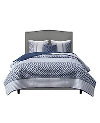 Madison Park Bennett Reversible Jacquard 4-Pc. Quilt Set, Full/Queen