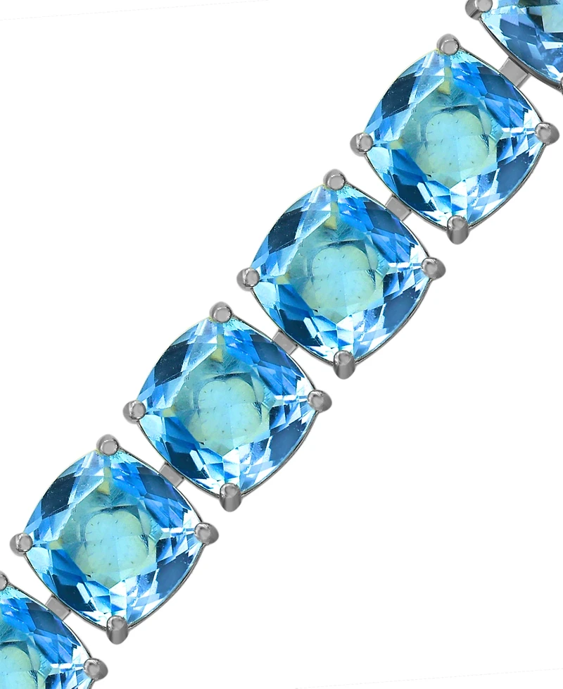 Blue Topaz Cushion Tennis Bracelet (47 ct. t.w.) in Sterling Silver (Also in Amethyst & Citrine)