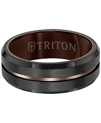 Triton Men's Brush Finished Center Line Band Black Tungsten Carbide