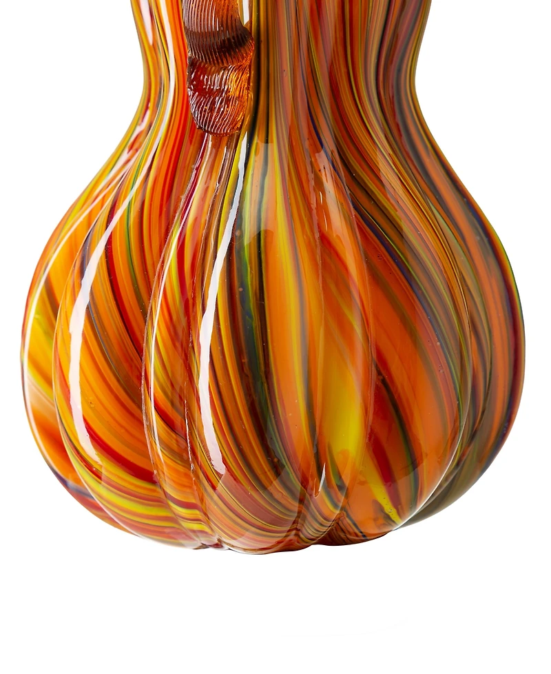 Glitzhome Multi Striped Glass Pumpkin Gourd, Set of 3