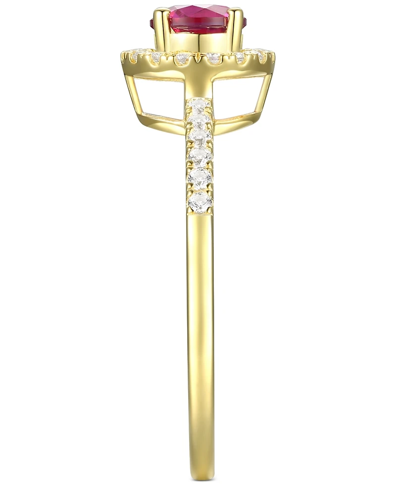 Sapphire (5/8 ct. t.w.) & Diamond (1/5 Halo Ring 14k White Gold (Also Emerald Ruby)