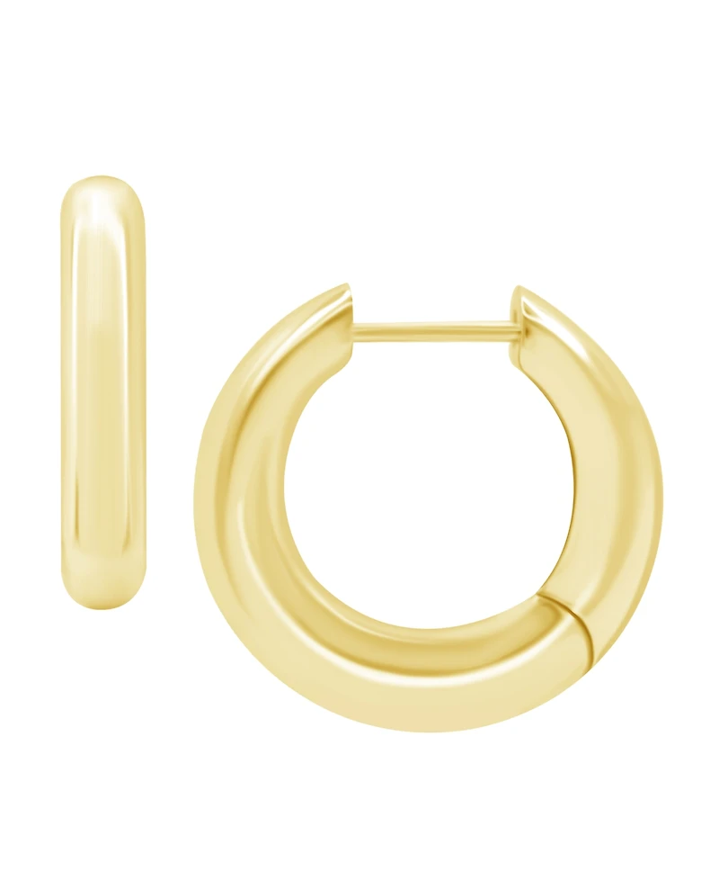 And Now This High Polished Thick Puff Hinge Hoop Earring, Gold Plate and Silver Plate