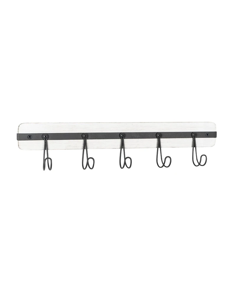 Spectrum Rowan Wall Mount 5-Hook Wood Entryway Storage and Organization Rack