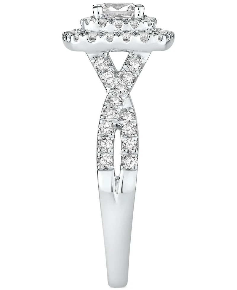 Princess-Cut Diamond Twist Halo Engagement Ring (1 ct. t.w.) 14k Gold