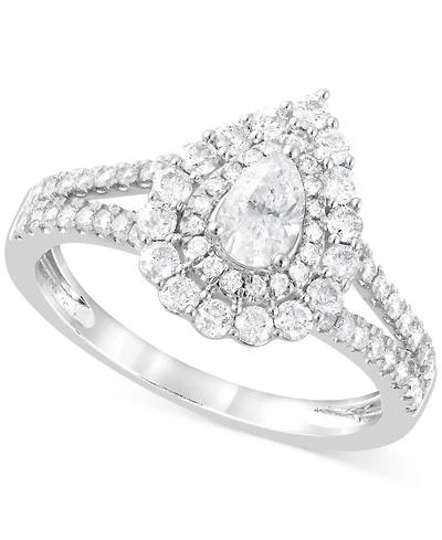 Diamond Pear Halo Ring (1 ct. t.w.) in 14k White Gold