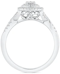 Diamond Cushion Halo Twist Bridal Set (5/8 ct. t.w.) in 14k White Gold