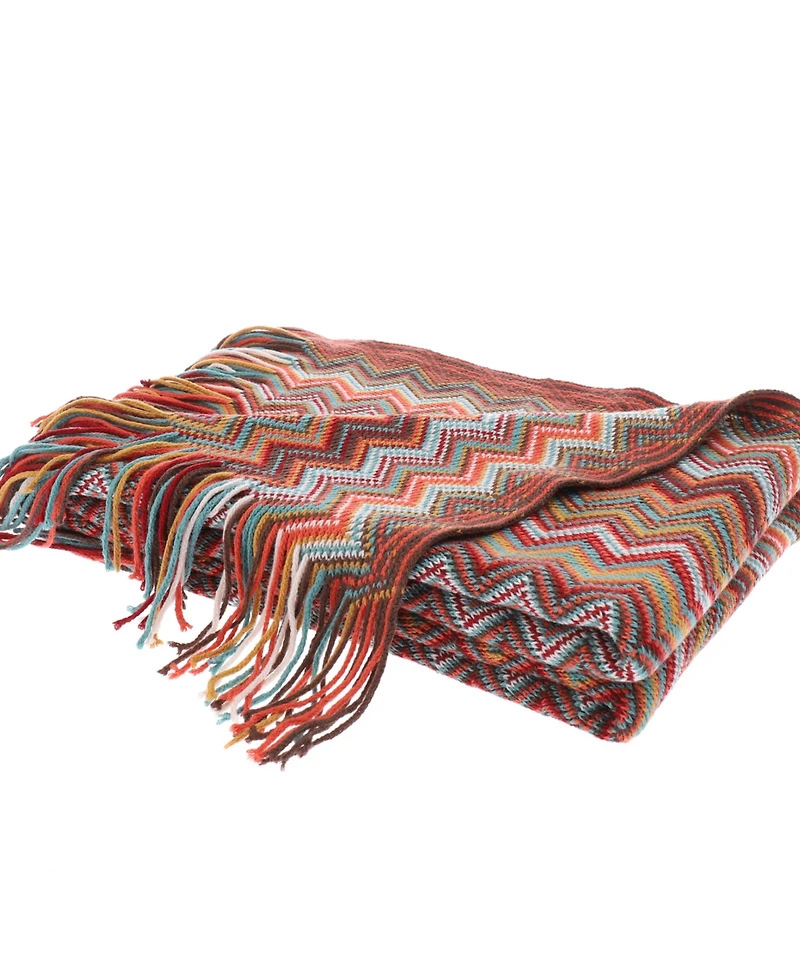 Happycare Textiles Multi-Color Chevron Pattern Throw, 60" x 50"