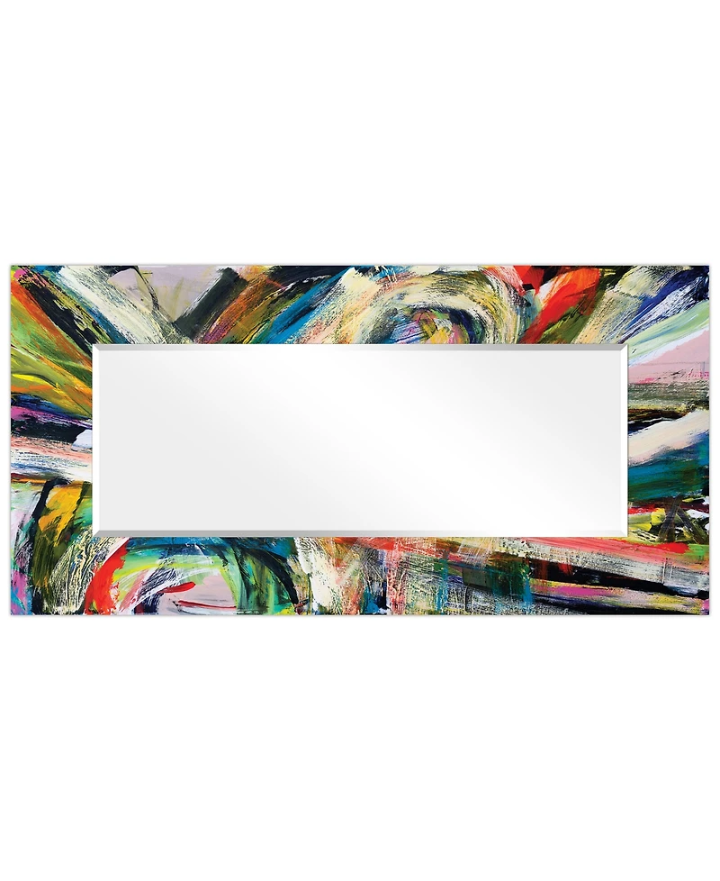 Rock Star I" Rectangular Beveled Mirror on Free Floating Printed Tempered Art Glass.