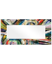 Rock Star I" Rectangular Beveled Mirror on Free Floating Printed Tempered Art Glass.