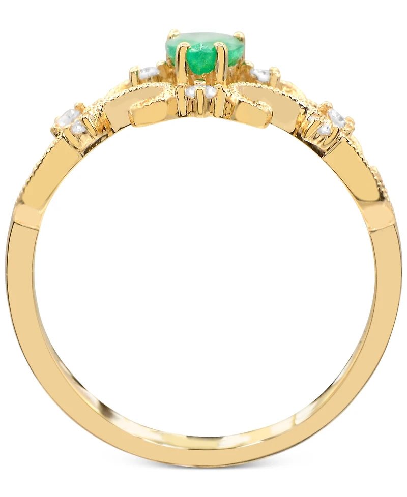 Gemstone and Diamonds (1/8 ct. t.w.) Ring Set 14k Yellow Gold