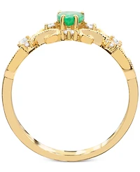 Gemstone and Diamonds (1/8 ct. t.w.) Ring Set 14k Yellow Gold
