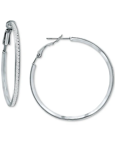 Giani Bernini Cubic Zirconia Medium Hoop Earrings, 1.5", Created for Macy's