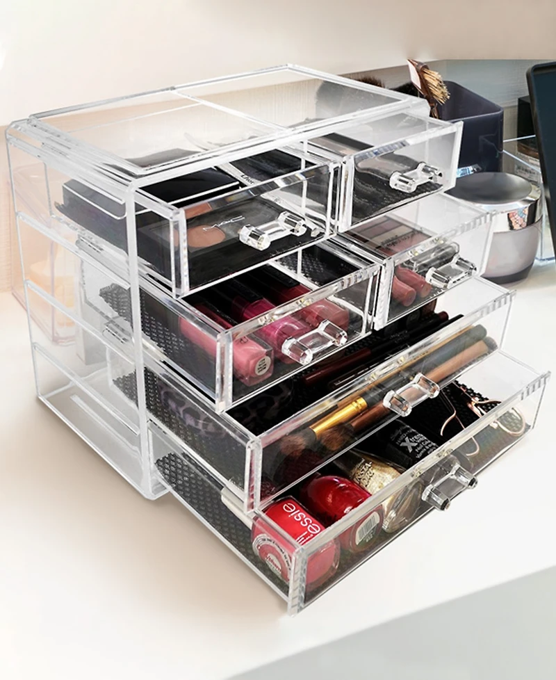 Sorbus Clear Makeup Organizer Display - Stylish Storage Case for Cosmetics, Jewelry & Hair Accessories(2 Large, 4 Small Drawers)