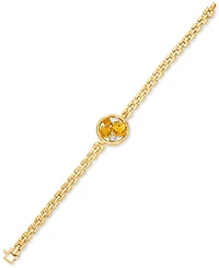 Citrine (3-1/5 ct. t.w.) & White Topaz (1/8 ct. t.w.) Panther Link Bracelet in 14k Gold-Plated Sterling Silver