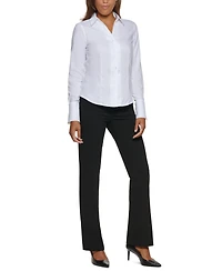 Calvin Klein Petite Cotton Collared Button-Down Blouse