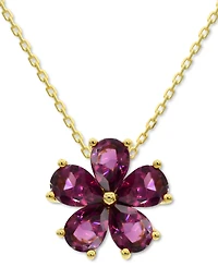 Rhodolite Garnet Flower 18" Pendant Necklace (3-3/4 ct. t.w.) in 14k Gold-Plated Sterling Silver