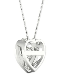Twinkling Diamond Star Diamond Heart Halo 18" Pendant Necklace (1/4 ct. t.w.) in 10k White Gold