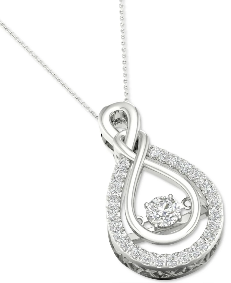Twinkling Diamond Star Diamond Teardrop 18" Pendant Necklace (1/3 ct. t.w.) in 10k White Gold