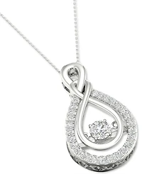 Twinkling Diamond Star Diamond Teardrop 18" Pendant Necklace (1/3 ct. t.w.) in 10k White Gold