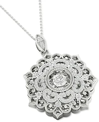 Twinkling Diamond Star Diamond Filigree 18" Pendant Necklace (1/3 ct. t.w.) in 10k White Gold