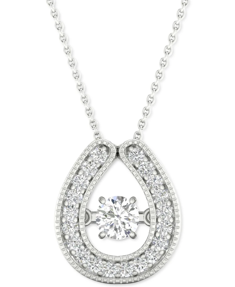 Twinkling Diamond Star Diamond Horseshoe 18" Pendant Necklace (1/4 ct. t.w.) in 10k White Gold