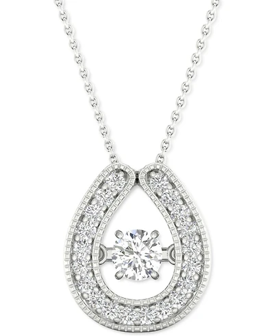 Twinkling Diamond Star Diamond Horseshoe 18" Pendant Necklace (1/4 ct. t.w.) in 10k White Gold